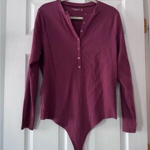Abercrombie & Fitch Raspberry Harley Long Sleeve Bodysuit
